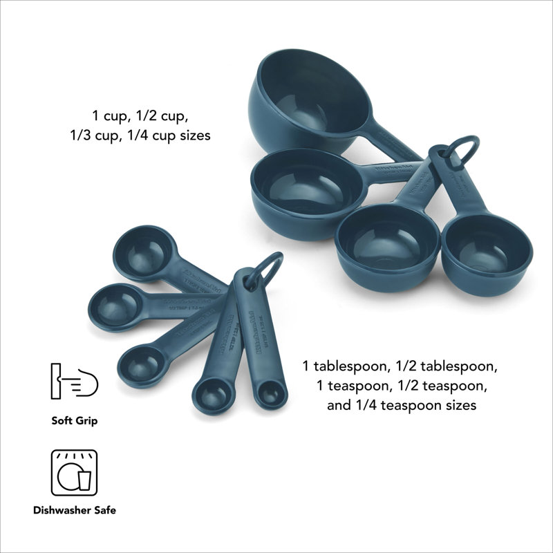 Kitchenaid Measuring Cup & Spoon Set, 9 Piece, Blue