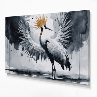 Faune grise couronnée, art mural sur toile grise