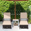 Chaise longue en rotin PE avec accoudoirs inclinables et réglables, brun, beige