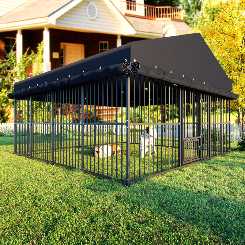 Chenil d'extérieur pour chien avec pleine couverture, grande cage à enclos pour animaux de compagnie