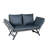 1 PCS Foldable Patio Wicker Side Bench – Grey Wicker with Dark Grey Cushion, Outdoor Backyard Conversation Seating