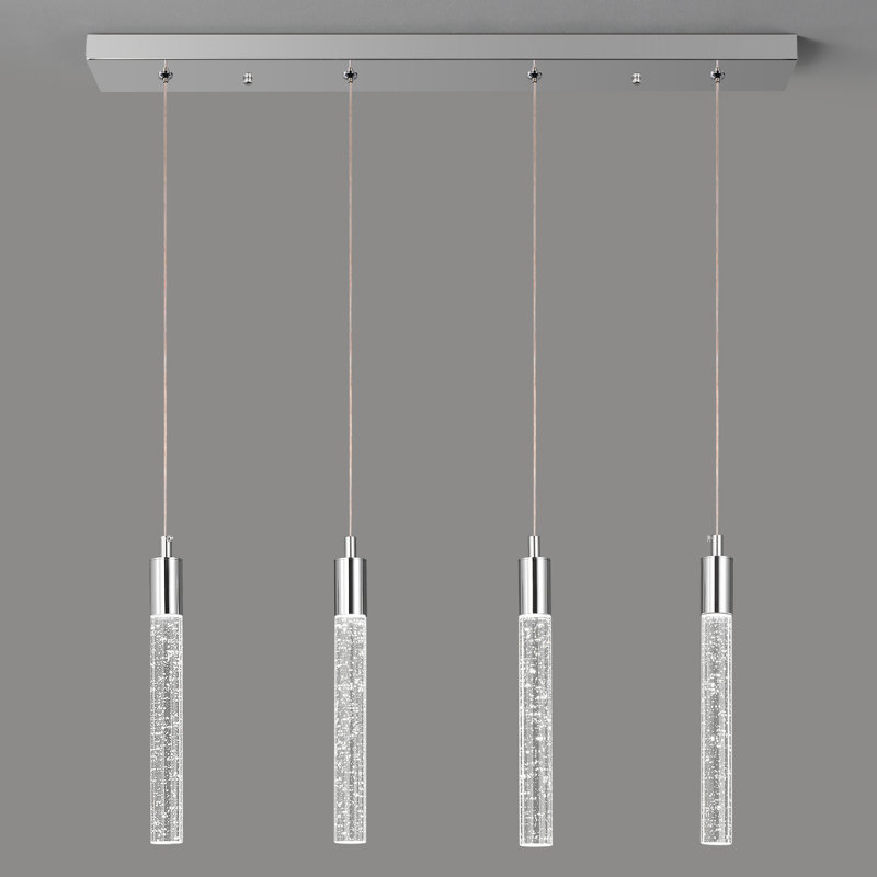 Kitchen Island Lighting Modern Light Fixture Chrome Pendant Light Dimmable LED Chrome Finish Mini Crystal Pendant Lights for Dining Room Living Room（4-Light）