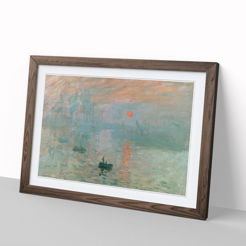 Monet - Impression, Sunrise by Claude Monet - Picture Frame Painting, Walnut, 48cm H x 65cm W x 2cm D