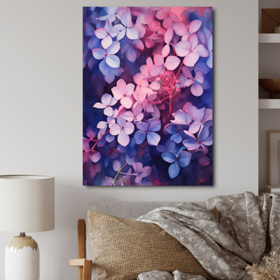 "Pink Blue Lilac Blossoms", impression sur toile encadrée