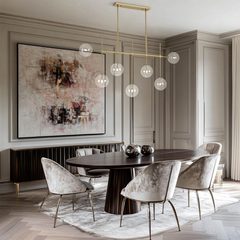 7-Light Modern Linear Clear Glass Chandelier