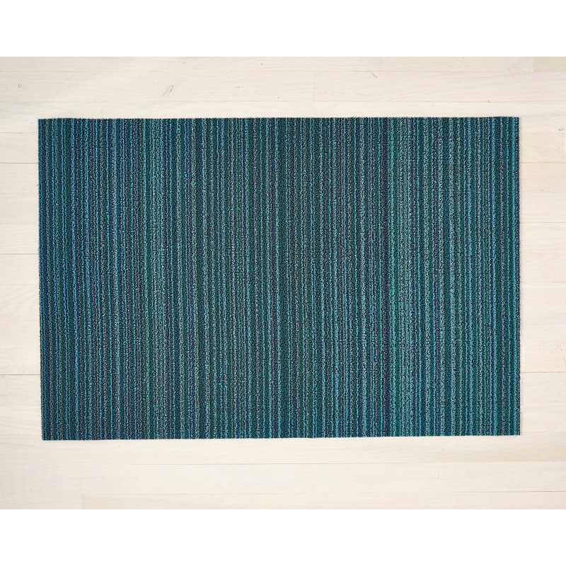 Non-Slip Striped Doormat, Turquoise, 0.6cm H x 61cm W x 91cm L