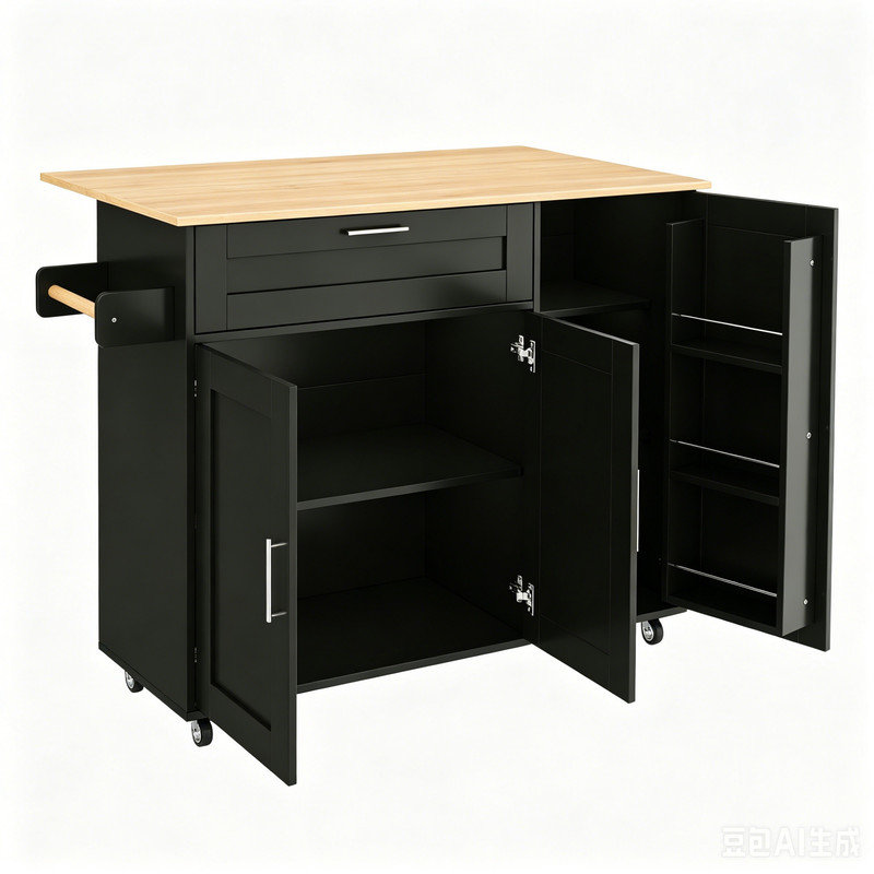 132.5 cm W Kitchen Island with Top, Gray
