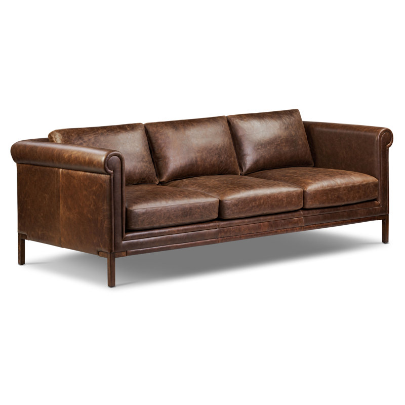 Bruges 89" Full Grain Genuine Italian Leather Sofa, Chocolate Brown