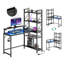 L-Shaped Metal Base Computer Desk with Power Outlet