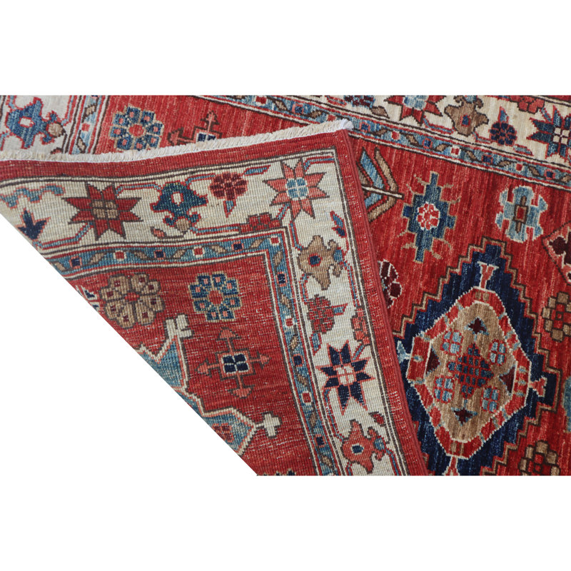 Hand Knotted Wool Area Rug in Multi