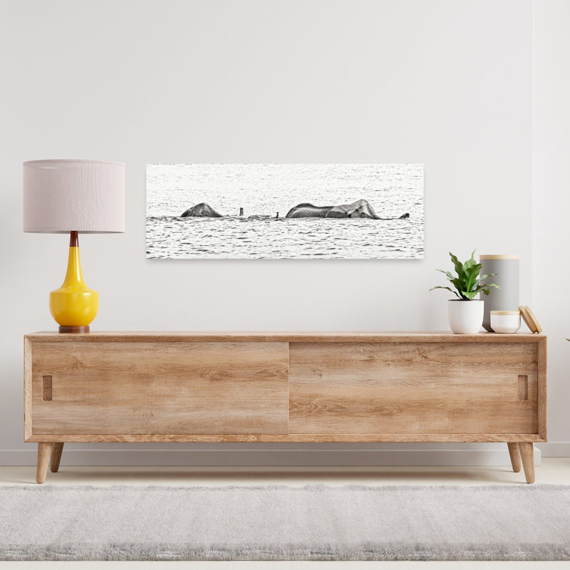Wild Elephants Swimming by Piet Flour - Wrapped Canvas Panoramic Print, 91.44 cm H x 30.48 cm W