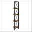 Étagère d'angle à 4 niveaux, tablettes taupe foncé, structure en métal noir, conception peu encombrante pour les bureaux et les chambres modernes.-1273325634-1273325632