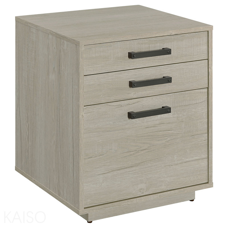 Classeur à 3 tiroirs gris blanchi pour bureau personnel