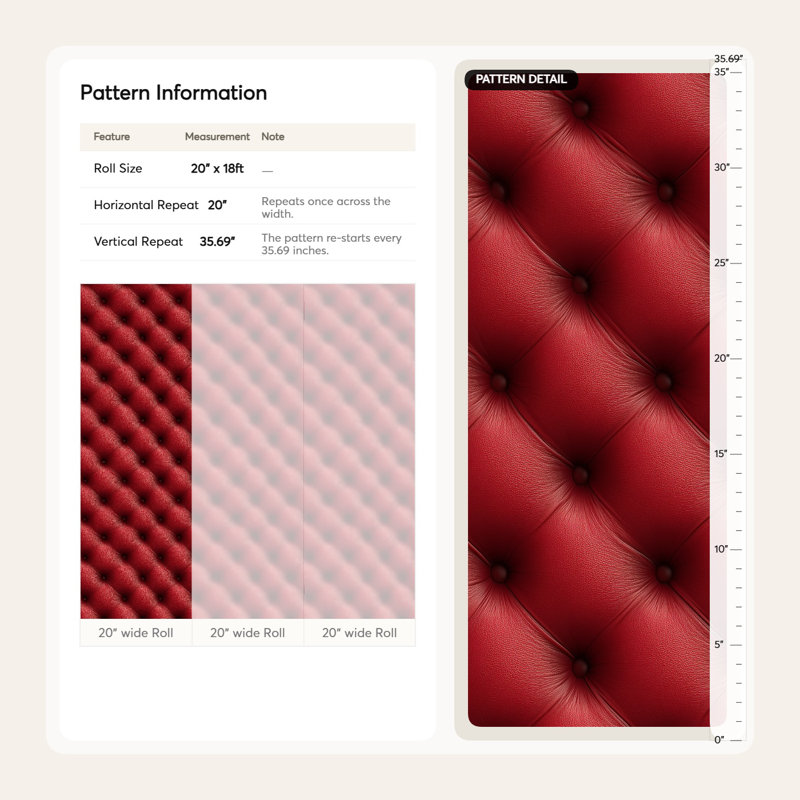 Papier peint touffeté en cuir rouge