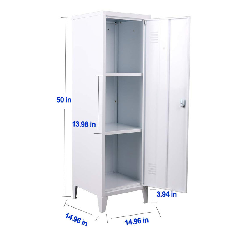 White Metal Lockable Office Storage Cabinet with Shelves
