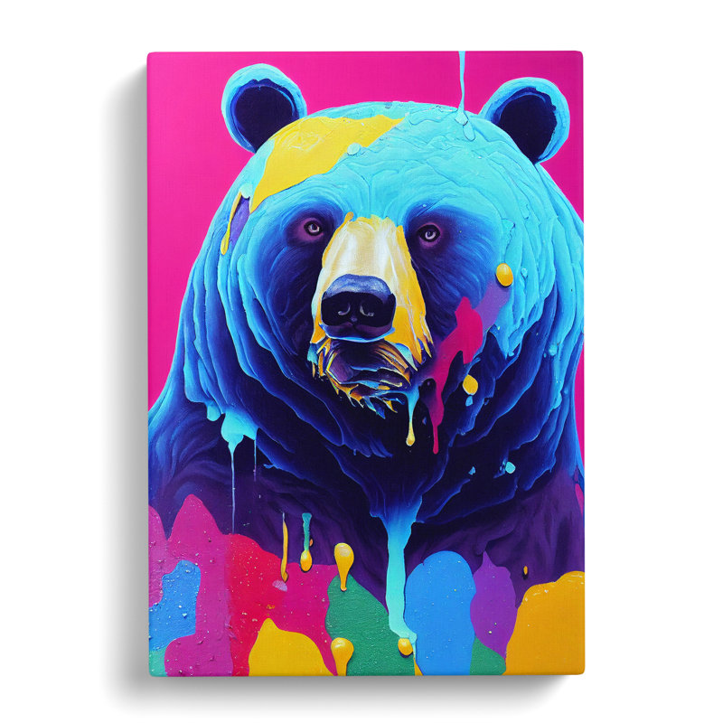 XC1022-1532X Colourful Bear No.4 - Wrapped Canvas Print, 60cm H x 40cm W x 3cm D