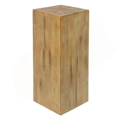 Wood-Look Square-Column MGO End Table,  H33.75",Wood-Like Distressed Finish, Mix With Different Heights, Indoor Outdoor Use,Natural Color