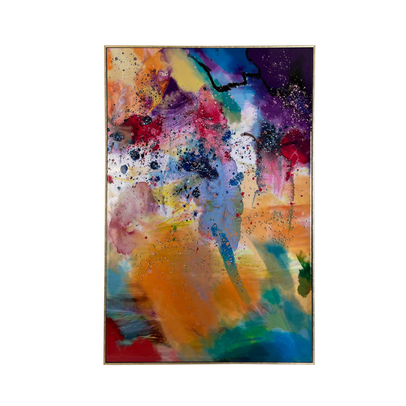 Framed Multicolored Abstract Wall Art for Bedroom & Living Room, Wall Mounted Canvas Painting, 122cm H x 82cm W x 4.5cm D