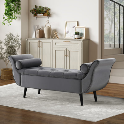 Storage Bench for Bedroom End of Bed Bench King Size, 65 inch Long Modern Velvet Tufted Upholstered Window Ottoman Benches with Arm Bedroom Benches with Storage and Seating for Entryway