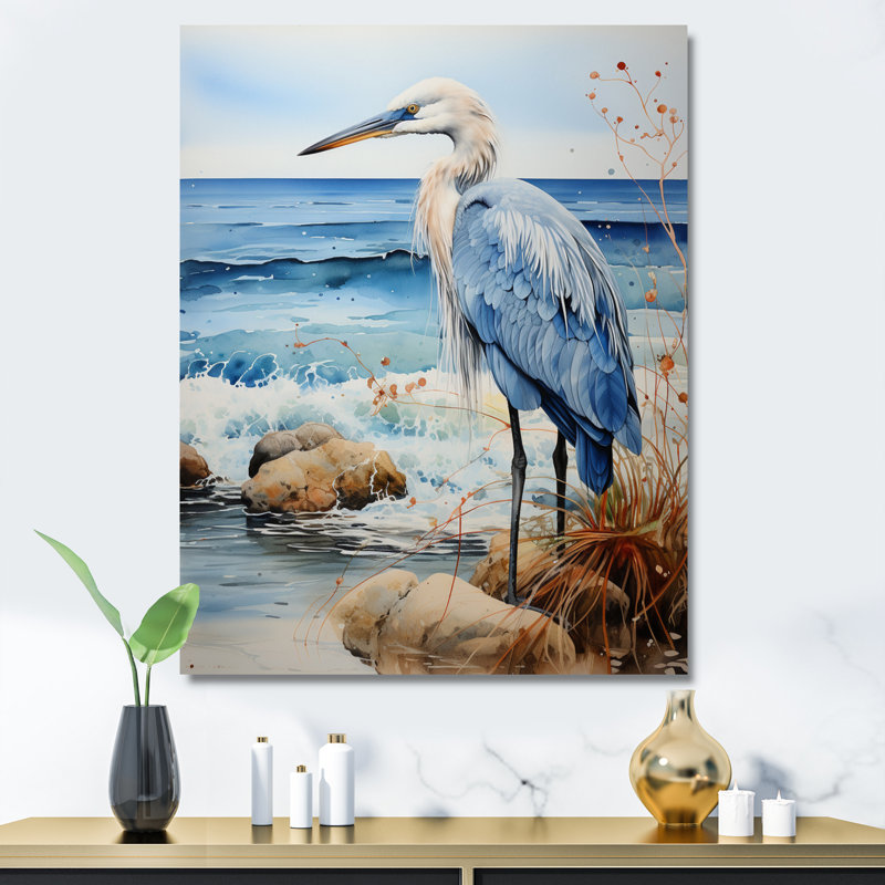 Volin Heron Morning Stroll Pointillism I - reproduction sur toile, H 20 po x l 12 po x P 1 po, Toile tendue