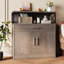 Buffet avec rangement, armoire de rangement de cuisine moderne de 32 po avec rangement ouvert, tablette réglable, table basse en bois de style café pour la cuisine, la salle à manger,-1898387449