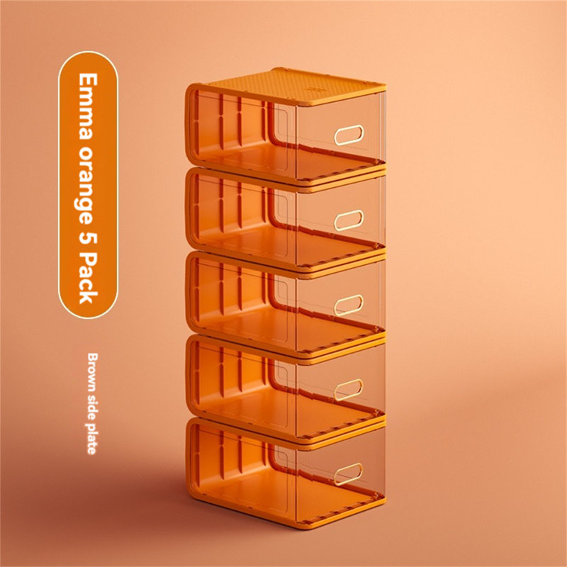 Boîte à chaussures boîte de rangement transparente épaissie (paquet de 5), Orange