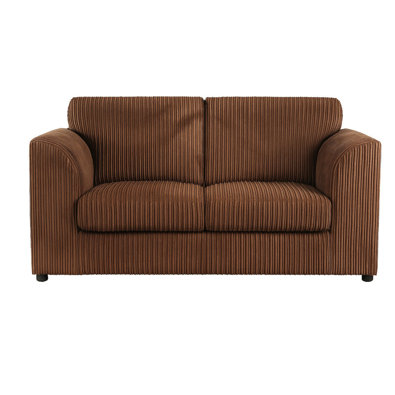 Corduroy Sofa, Brown, 75cm H x 165cm W x 90cm D