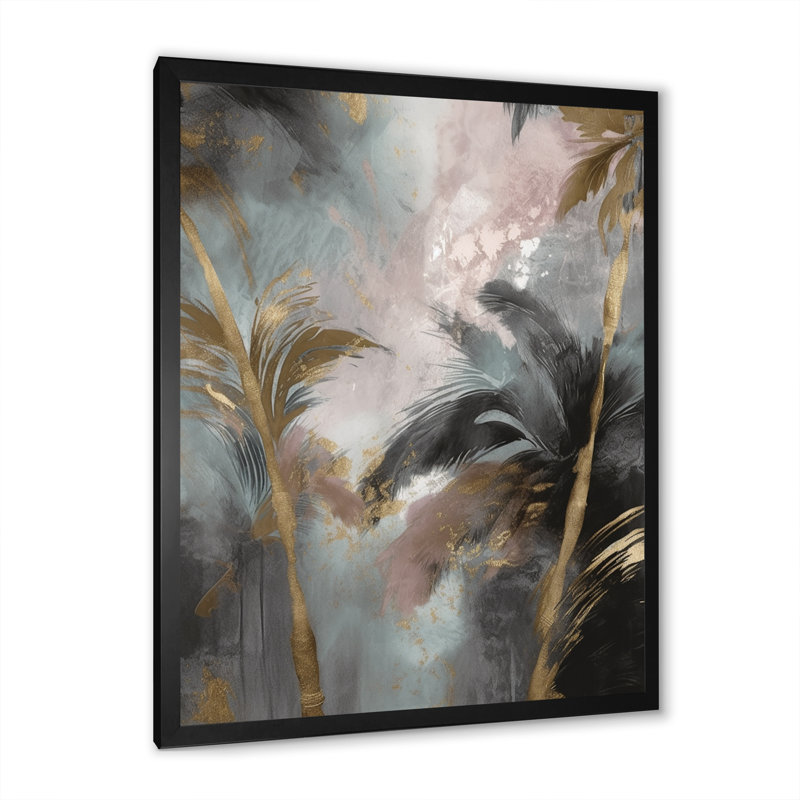Palmiers noirs élégants II - imprimé, Cadre photo noir, H 20 po x l 12 po x P 1 po