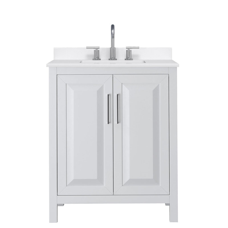 Daria 30'' W Vanity, White Quartz, White, Polished Chrome