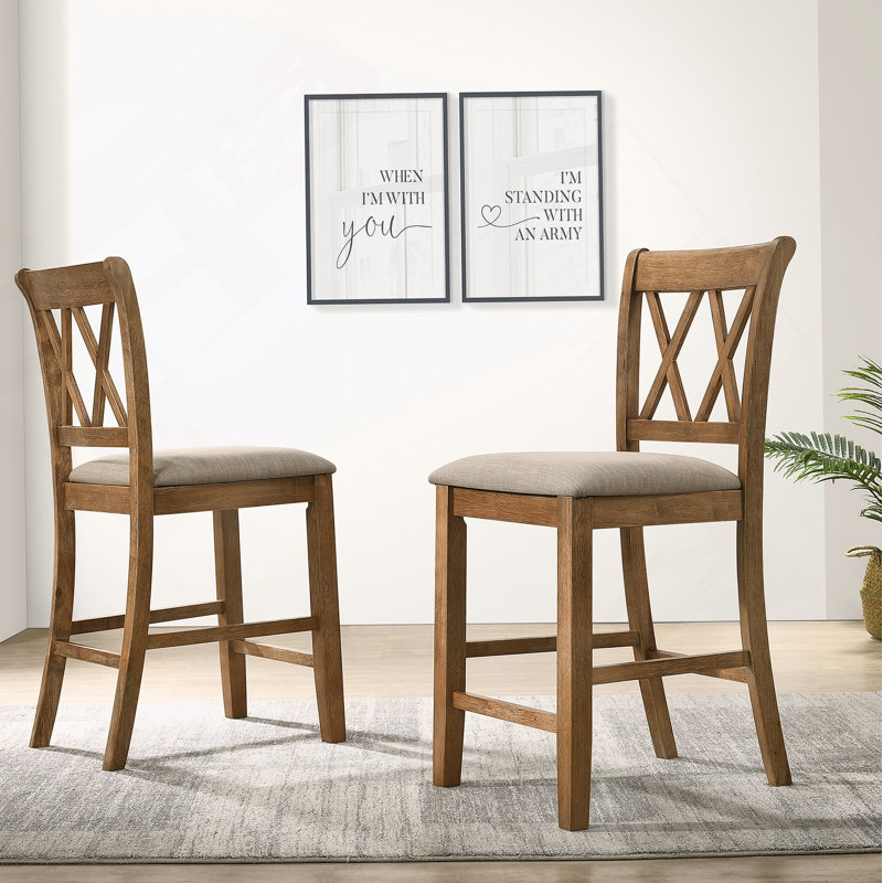 Ensemble de 2 chaises de salle à manger rembourrées en tissu, brun clair
