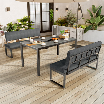Bekelja 6 - Person Rectangular Aluminium Patio Dining Set with Cushions included