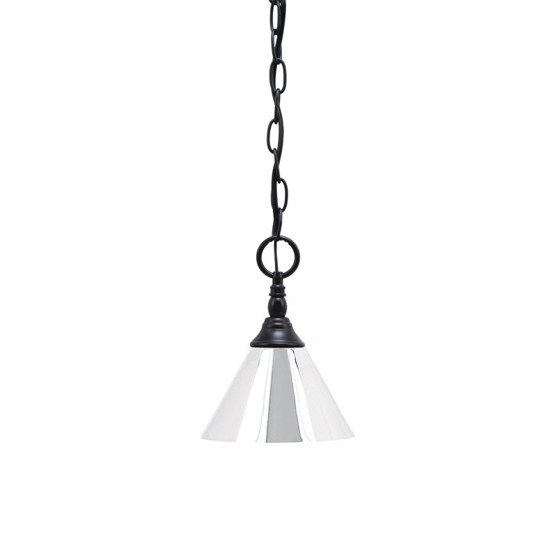 Mini-luminaire suspendu à chaîne avec abat-jour, Chrome, Noir mat