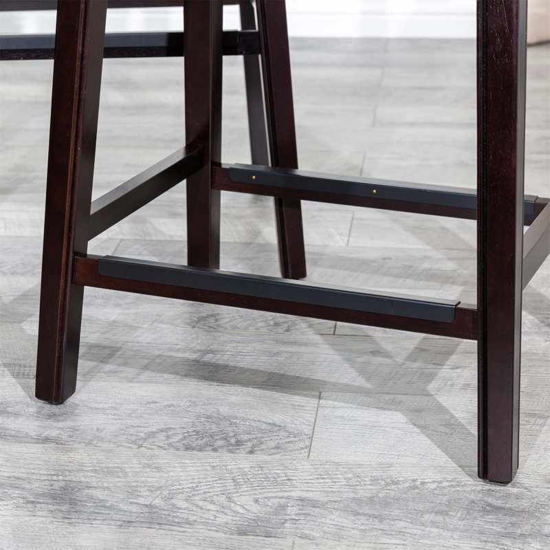 Tabouret de comptoir, siège en cuir, Noir, Espresso