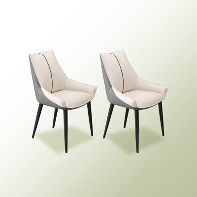 34.25"" White + Brown Solid Back Upholstered side Chair(Set of 2) -  Corrigan StudioÂ®, BDBCB9423B71485EA451391666AF0B96