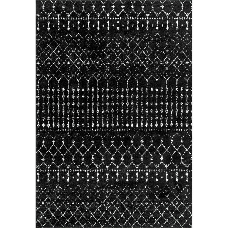Cantin Moroccan Performance Black/White Rug, Rectangle 8'10" x 12'