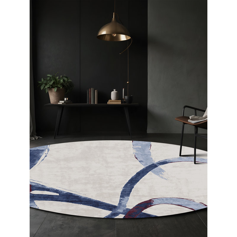 Machine Washable Gray Area Rug, Round 8'