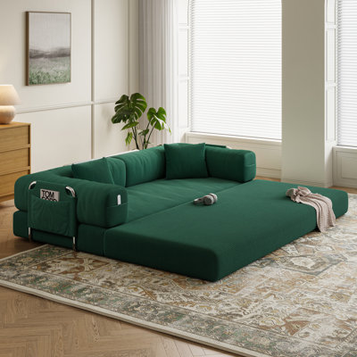 Living Room Couple 2-Person Sofa,Convertible Sleeper Sofa Bed With 2 Pillows, Corduroy Couch Removable And Washable Sofa , Floor Sofa Lounge Couch For