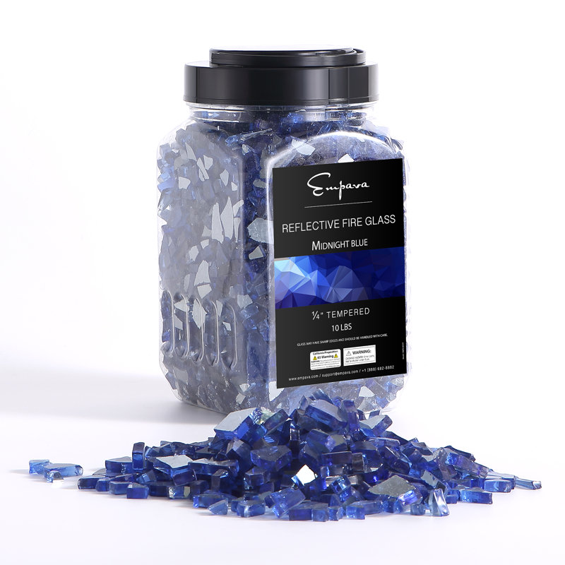 Empava 10 lb Verre trempé réfléchissant 1/4 de pouce, pour foyer au gaz, Bleu minuit, 1/2-in