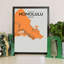 Honolulu City Map - No Frame Print-806309204
