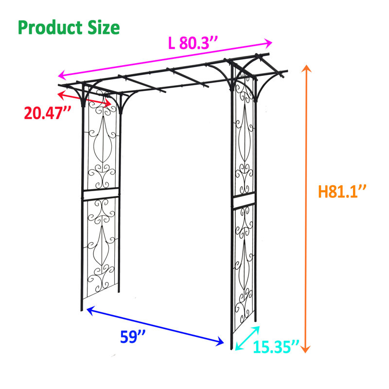 Metal Garden Arch Climbing Plants, 81.1" H  x 80.3" W x 20.47" D