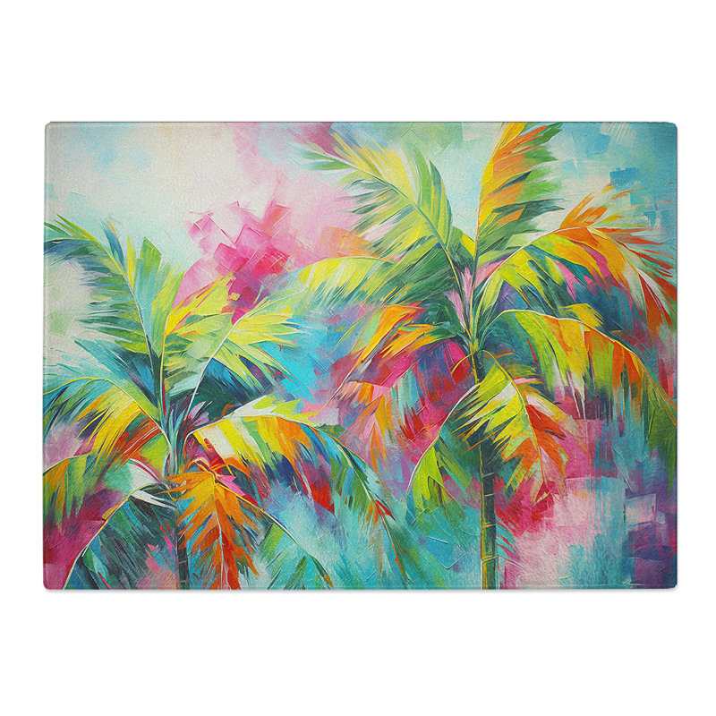 Palm Tree Abstract No.3  Glass Chopping Board