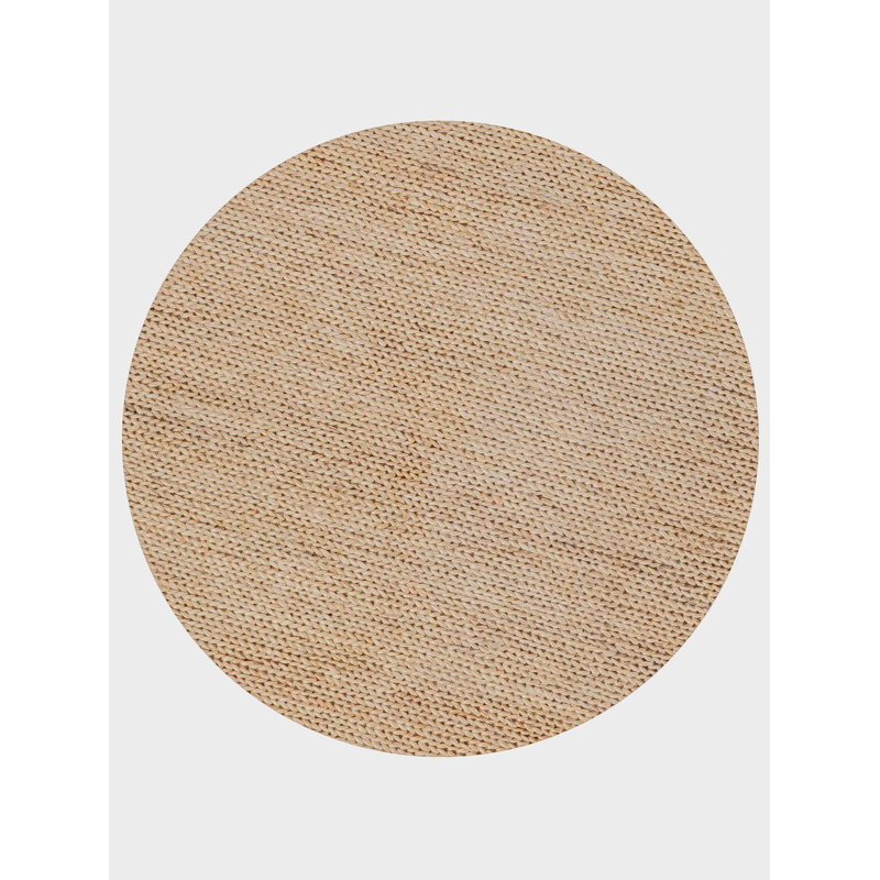 Tapis rond Heller en jute Sumak noué à la main, écologique et uni - 183 x 183 cm, couleur camel, motif uni, poils longs, fibre naturelle, tapis intérieur/extérieur fait main pour salon, chambre