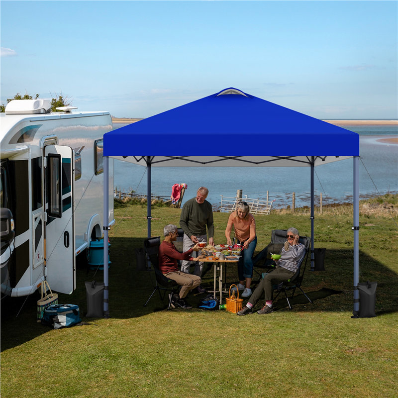 3m W x 3m D Metal Pop-Up Party Tent, Blue