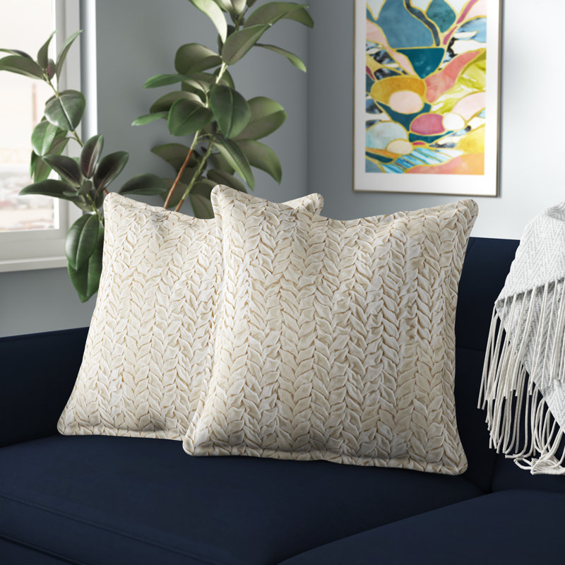 Branic Cotton Throw Pillow, Ivory