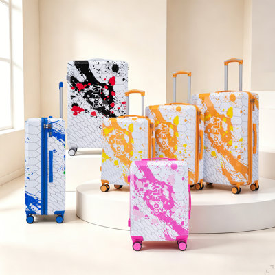 20"/24"/28" 3 pcs/set in PC Spinner Wheel Luggage, Carry on Suitcase, With Printed pattern and Combination Lock
