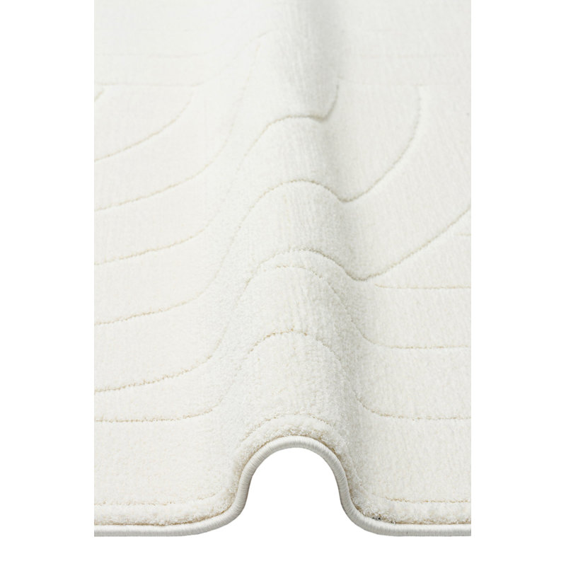 Tapis blanc uni rectangulaire en micropolyester tissé à la machine Cuylerville, Rectangle 2 pi 7 po x 4 pi 11 po