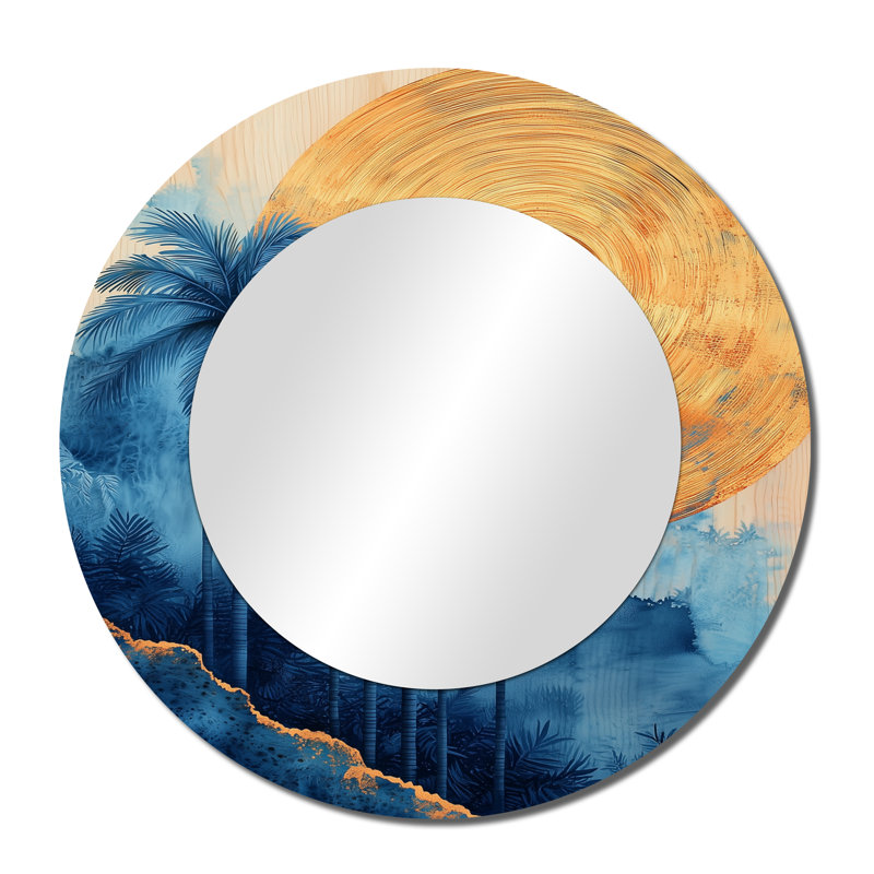 Turquoise turquoise sur un lever de soleil tropical doré - palmiers et palmiers, 36 po x 36 po