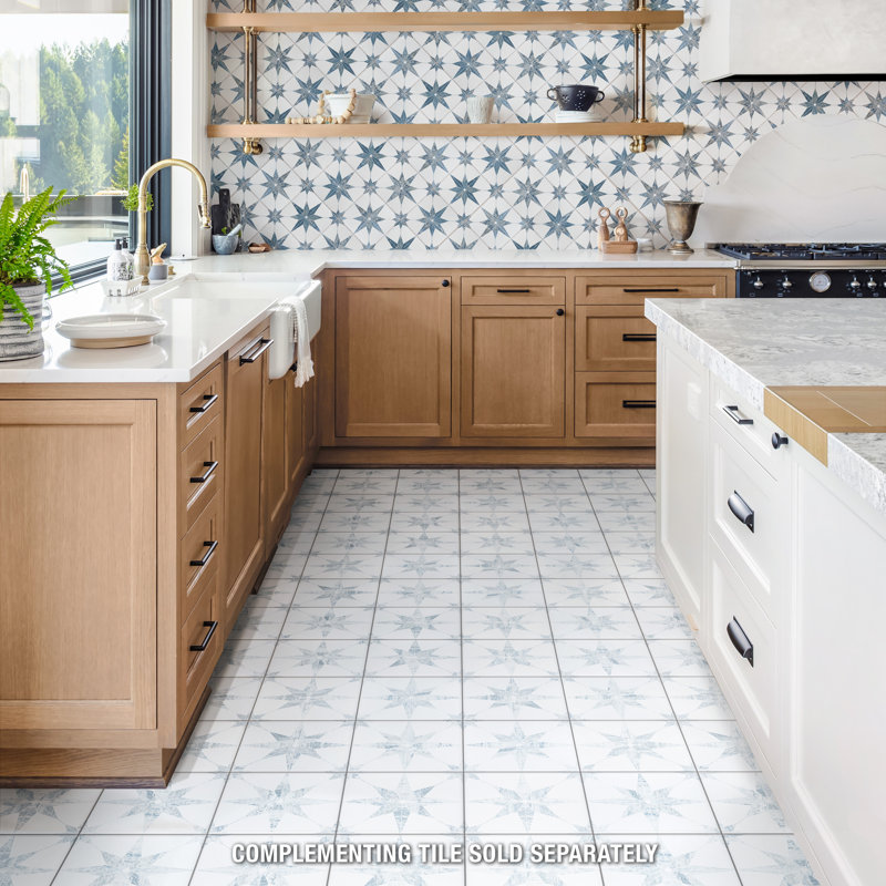 Cassis Stella 10" x 10" Porcelain Patterned Wall & Floor Tile, White
