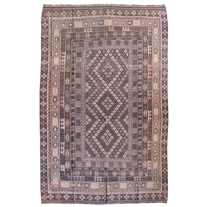 Tapis unique nouvel âge 9 pi 6 po x 15 pi 4 po Aghan en gris / gris anthracite / rouille Aghan