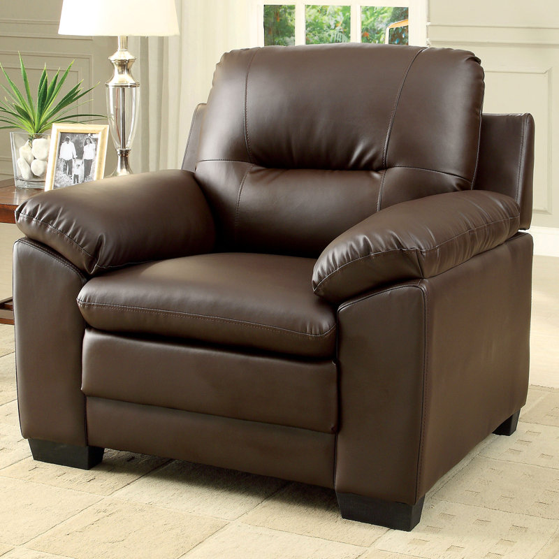 Fauteuil club large Fanestil 106,05 cm, Similicuir brun
